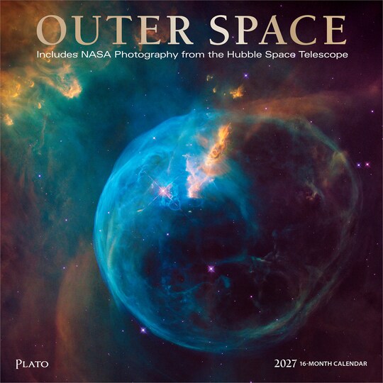 Plato; Outer Space | 2027 12 x 24 Inch (Hanging) Monthly Square Wall Calendar | Foil Stamped Cover; Category:Wall Calendars; Image:1